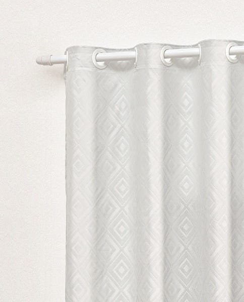 Cortina estampada cinza claro para sala e quarto 4,00m x 2,70m ilhos e varao Montreal - 3