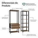 Ver imagem 5 de Guarda-roupa Closet Modulado Valencia 2 Gavetas 129cm Rustic/preto Madesa Xa