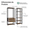 Guarda-roupa Closet Modulado Valencia 2 Gavetas 129cm Rustic/preto Madesa Xa - 5