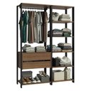 Ver imagem 3 de Guarda-roupa Closet Modulado Valencia 2 Gavetas 129cm Rustic/preto Madesa Xa