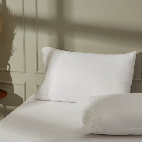 Jogo de Cama 3 Peças Acetinado Bordado Inglês Branco Lmpeter