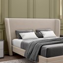 Ver imagem 2 de Cabeceira Design para Cama Queen Torres Pés em Madeira Veludo Bege G91 - Gran Belo