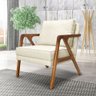 Kit 02 Poltronas Decorativa Laura Linho Base Madeira - SSX Multicoisas Bege Claro - 2
