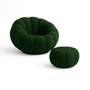 Ver imagem 1 de Kit Poltrona Decorativa Concha c/Almofada e Puff Boucle Verde Abobora - Montanaris Decor