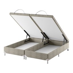 Base Box Baú Bipartido Queen Spubio Incofal Marrom Claro 158x198x40cm - 1