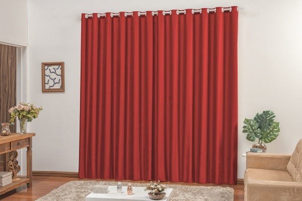 Cortina CortaLuz Tecido 3m Vermelha Quarto Escritório Madrid - 1
