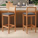 Ver imagem 5 de Banqueta Alta Brunella 99cm com Encosto Telinha Estilo Palha Linho Cinza - Abmaza