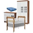 Ver imagem 1 de Quarto de Bebê Mariah 3P com Berço Lila Branco Acetinado Amadeirado com Colchão - Carolina