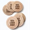 Ver imagem 1 de Kit 6 Porta Copos Bolacha Madeira Personalizada com Logo
