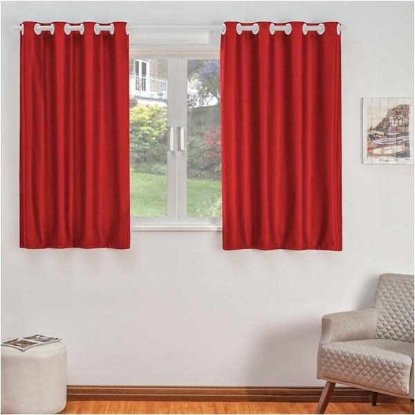 Cortina Blackout Tecido 2,20 x 1,30 para Sala Quarto Madrid - Vermelho - 1