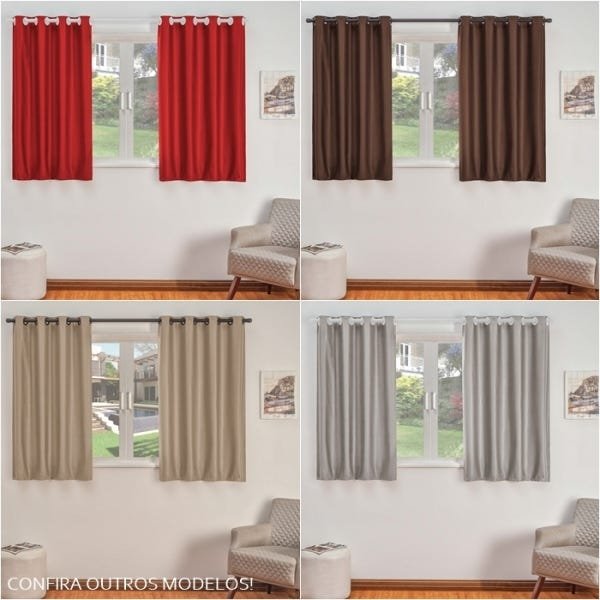 Cortina Blackout Tecido 2,20 x 1,30 para Sala Quarto Madrid - Vermelho - 4