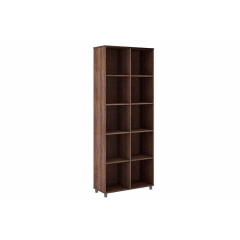 Estante Livreiro Solteiro ESM225 c/ 10 Nichos Rustico - Movelbento
