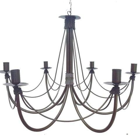 lustre luminária ferro de teto rústico decoração 6 lâmpadas artesanal sala de jantar casa pé direito