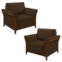 Ver imagem 1 de Kit 2 Poltronas Decorativas Sala de Estar 102cm Pés Madeira Roya M22 Veludo Marrom - Mpozenato