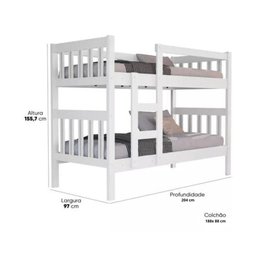 Treliche Solteiro com Cama Auxiliar 100% Mdf Incluso Proteçãoescada e 3 Colchões D20 - 4