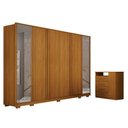 Ver imagem 1 de Guarda Roupa Casal Ares 6 Portas com Espelho Cinamomo com Cômoda Diamante 4 Gavetas 1 Porta Cinamomo