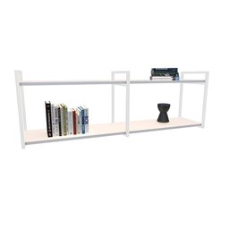 Nicho Industrial 2 Prateleiras Copacabana Ferro Branco Tampo Branco 120cm - 2