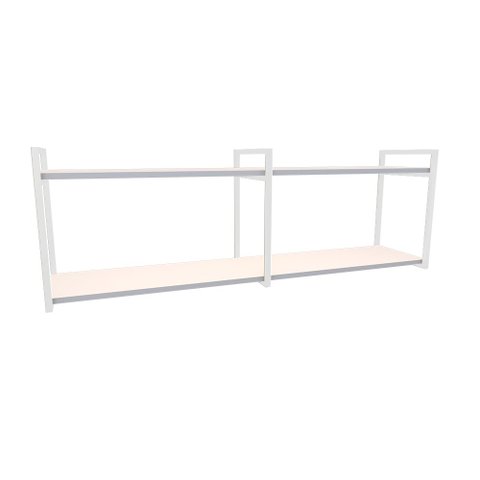 Nicho Industrial 2 Prateleiras Copacabana Ferro Branco Tampo Branco 120cm