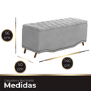 Ver imagem 2 de Calçadeira Baú Casal Estofada Maitê Veludo Cinza Claro