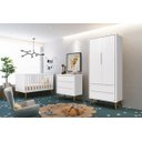 Ver imagem 1 de Jogo de Quarto para Bebê Completo 2 Portas Théo New Branco Fosco com Madeira - Reller