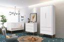 Ver imagem 1 de Jogo de Quarto para Bebê Completo 2 Portas Théo New Branco Fosco com Madeira - Reller