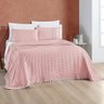 Kit Cobre Leito Colcha Bouclê Casal Padrão Laise Bordada Micropercal 200 Fios 3 Peças - Sal Rosa - 3
