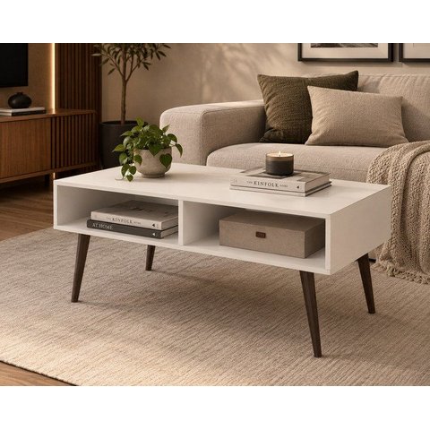 Mesa de Centro Retrô 2 Nichos Branco