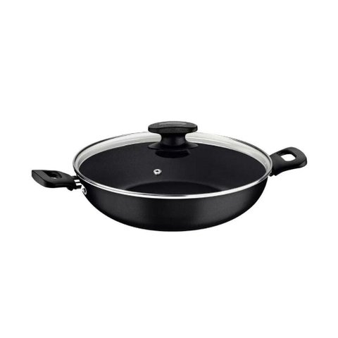 Frigideira Wok em Aluminio com Revestimento Interno e Externo Antiaderente Starflon Max Grafite 28cm