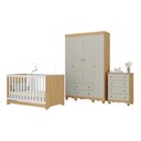 Ver imagem 2 de Quarto de Bebê Completo com Berço Americano 3 em 1 Dengo Multimóveis Mp4588 Madeirado/off White