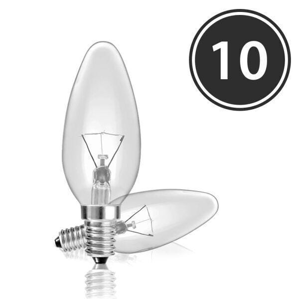 Kit 10 Lâmpadas Incandescentes Vela Lisa Clara VL-37 E-14 25W 127V Toplux - 2