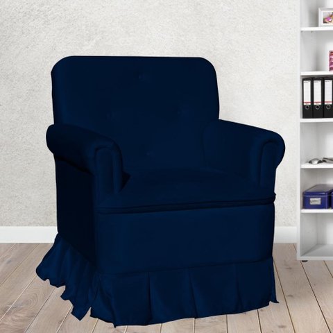 Poltrona Amamentação Laura Veludo Azul Marinho - Lm Decor