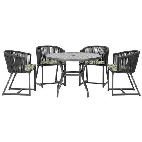 Mesa com 4 Cadeiras e Noronha Estofado 5 Trama Original Preto