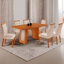 Ver imagem 1 de Conjunto de Jantar Carolina com Cadeiras Carol 6 Lugares Tampo MDF Creme Off White 180cm Moderna