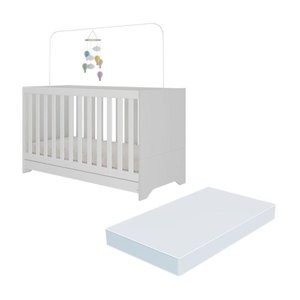 Berço 3 em 1 Vira Cama com Colchão Incluso Elza Multimóveis Mp4305 Branco