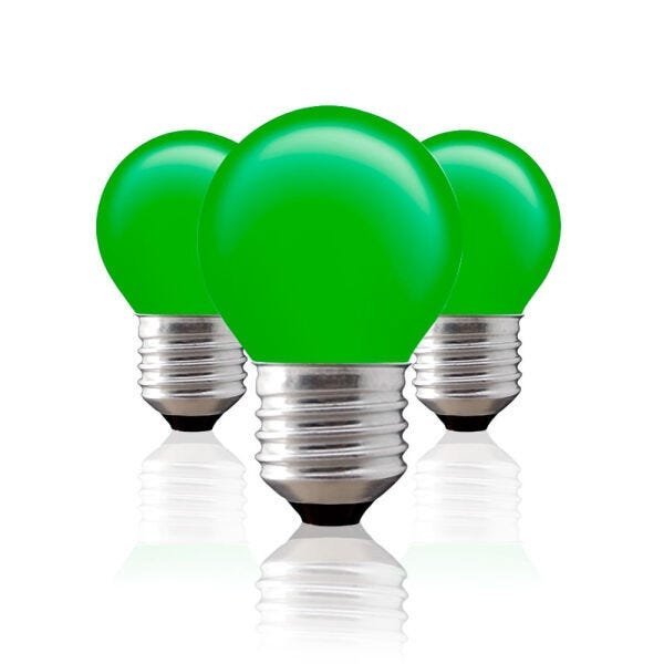 Kit 3 Lâmpadas Decorativas Bolinha BG-45 Verde E-27 40W 127V Toplux - 2