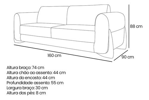 Sofá New 2 Lugares Linho Cinza 1.60m para Sala Bz Decor - 8