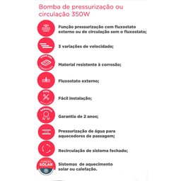 Bomba Pressurizadora de Água Quente de Bronze Rheem 350w 1/2cv 110v - 4