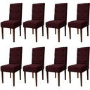 Ver imagem 1 de Kit 8 Cadeiras Sala de Jantar Estofadas Eloísa Veludo Vinho (liz Maria)