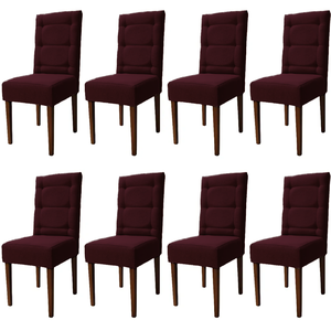 Kit 8 Cadeiras Sala de Jantar Estofadas Eloísa Veludo Vinho (liz Maria)