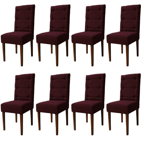 Kit 8 Cadeiras Sala de Jantar Estofadas Eloísa Veludo Vinho (liz Maria)