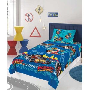 Jogo de Cama Microfibra Solteiro Mickey Aventura sobre Rodas 140x220cm 3pcs
