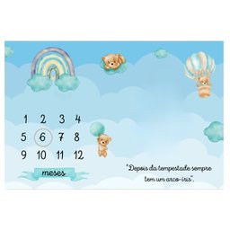 Lençol Mêsversário Cenário para Fotos Bebê Ursinho Menino Minha Estrelinha Lençol Mêsversário Cenári - 1