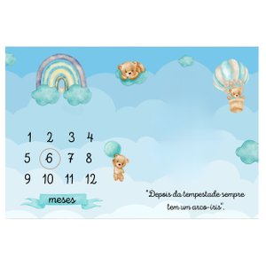 Lençol Mêsversário Cenário para Fotos Bebê Ursinho Menino Minha Estrelinha Lençol Mêsversário Cenári