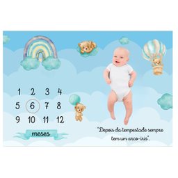 Lençol Mêsversário Cenário para Fotos Bebê Ursinho Menino Minha Estrelinha Lençol Mêsversário Cenári - 2