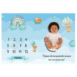 Lençol Mêsversário Cenário para Fotos Bebê Ursinho Menino Minha Estrelinha Lençol Mêsversário Cenári - 3