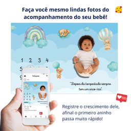 Lençol Mêsversário Cenário para Fotos Bebê Ursinho Menino Minha Estrelinha Lençol Mêsversário Cenári - 5