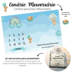 Lençol Mêsversário Cenário para Fotos Bebê Ursinho Menino Minha Estrelinha Lençol Mêsversário Cenári - 4