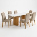 Ver imagem 2 de Conjunto Sala de Jantar 6 Lugares Mesa Isla e Cadeiras Lyra Cinamomo e Off White