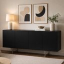 Ver imagem 1 de Aparador Buffet para Sala de Jantar 4 Portas 160cm Pés Industrial Benita N01 Preto Champanhe - Lyam