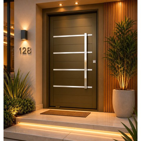 Porta Lambril Pivotante em Aço Galvanizado 220x120x14cm c/ Puxador Friso Esquerda